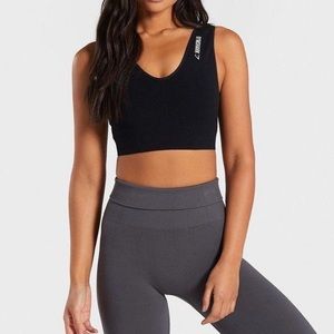 Gymshark power down black ribbed sports bra.